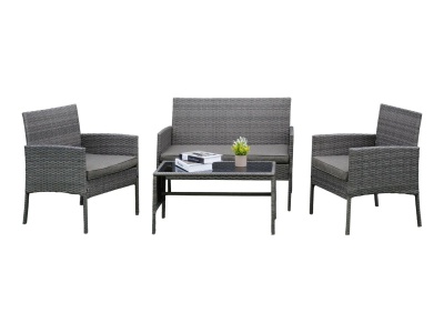 Juego de muebles de exterior grises de cuatro piezas