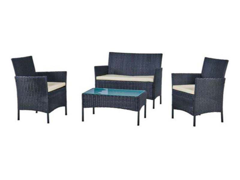 Blauwe casual rotan bankstel