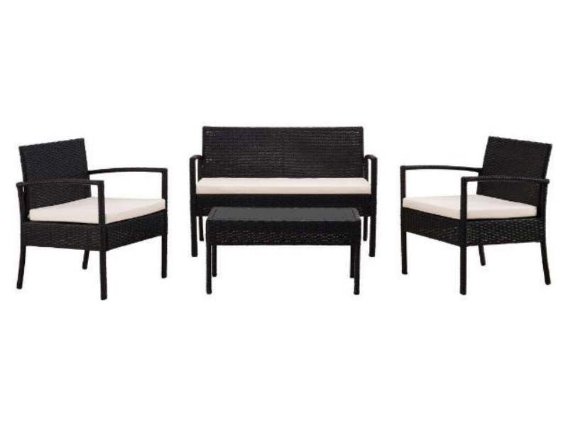 काले रतन सोफा कुर्सी सेट