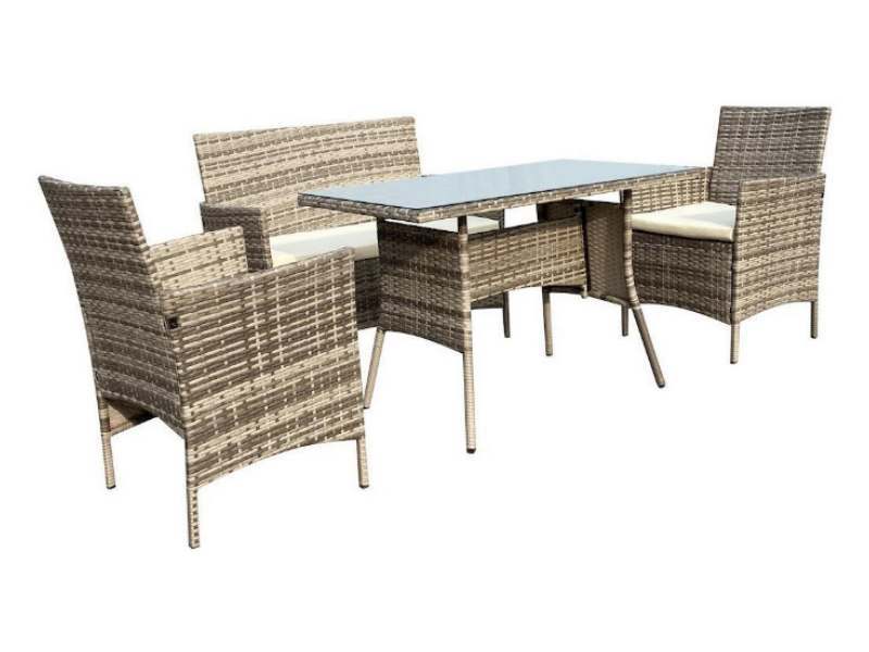 Tweekleurig, kleurgeblokkeerd rotan tuinmeubilair