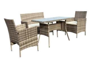 Furnitur Luar Ruangan Taman Rotan Dua Warna Blok Warna