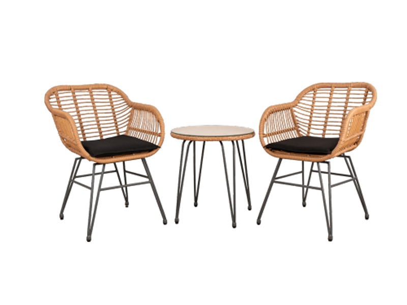 रतन आउटडोर बीच लाउंज कुर्सी तीन-टुकड़ा सेट