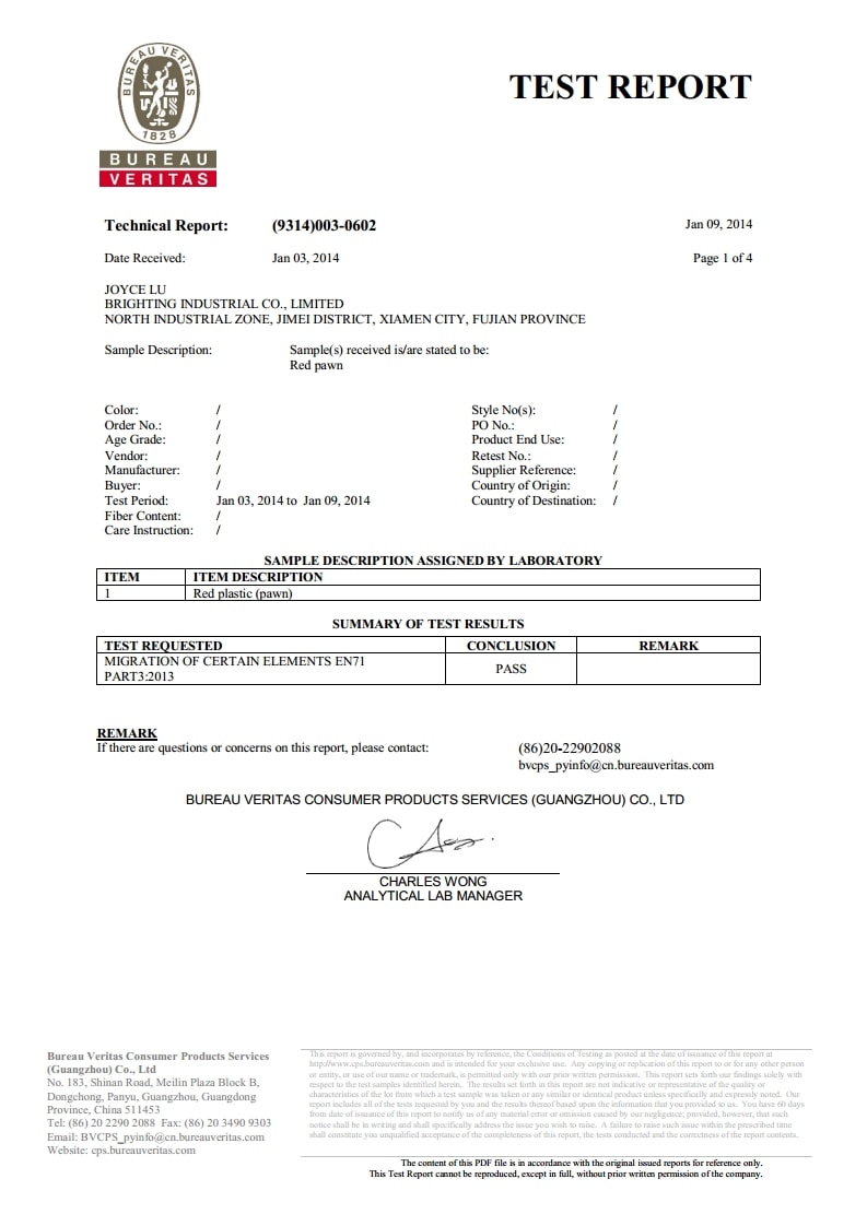 EN71-3 Pawn EN71-3 Pawn