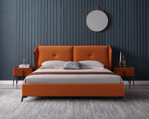 Letto matrimoniale in pelle di lusso con testiera