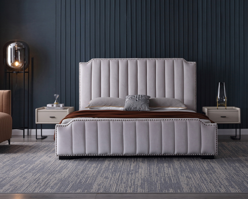 Letto queen size imbottito moderno
