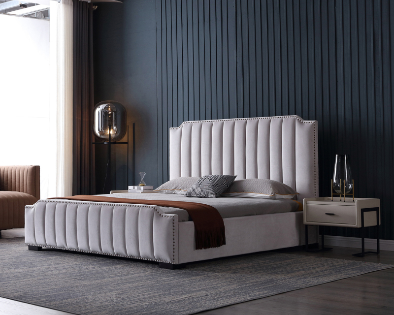 Letto queen size imbottito moderno