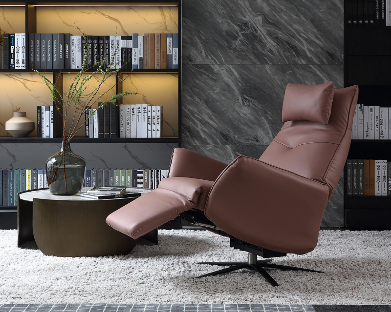 Confortável poltrona giratória elétrica de couro de 1 lugar