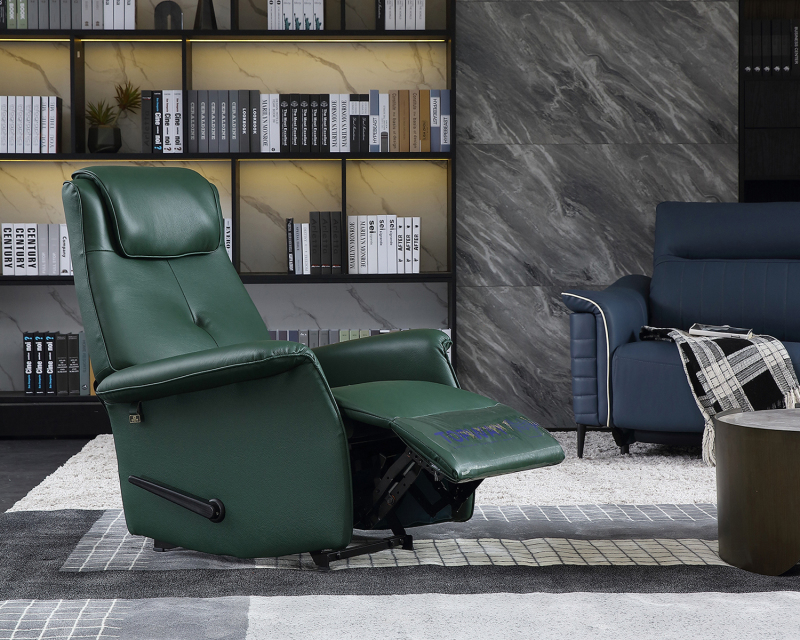 Moderna poltrona reclinabile a dondolo manuale in pelle a 1 posto