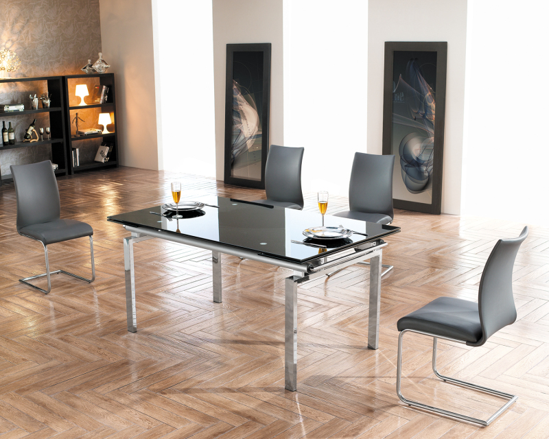 Modern Rectangular Extendable Glass Dining Table