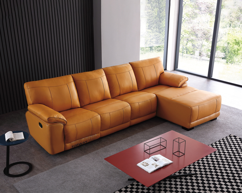 Poltrona elétrica tradicional de couro com espreguiçadeira