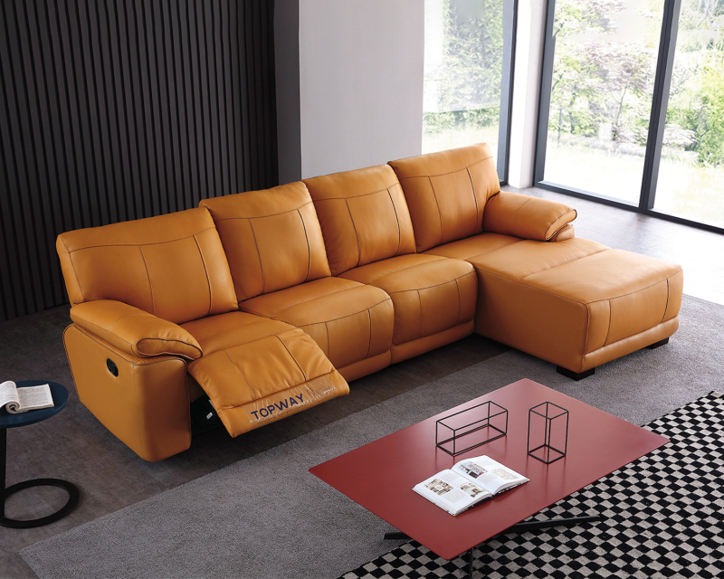 Poltrona elétrica tradicional de couro com espreguiçadeira