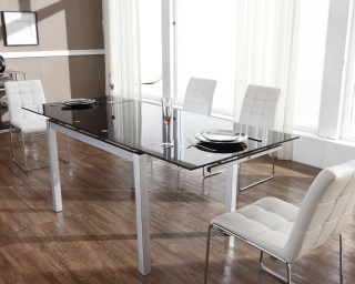 طاولة طعام حديثة مستطيلة قابلة للتمديد من الحجر الملبد