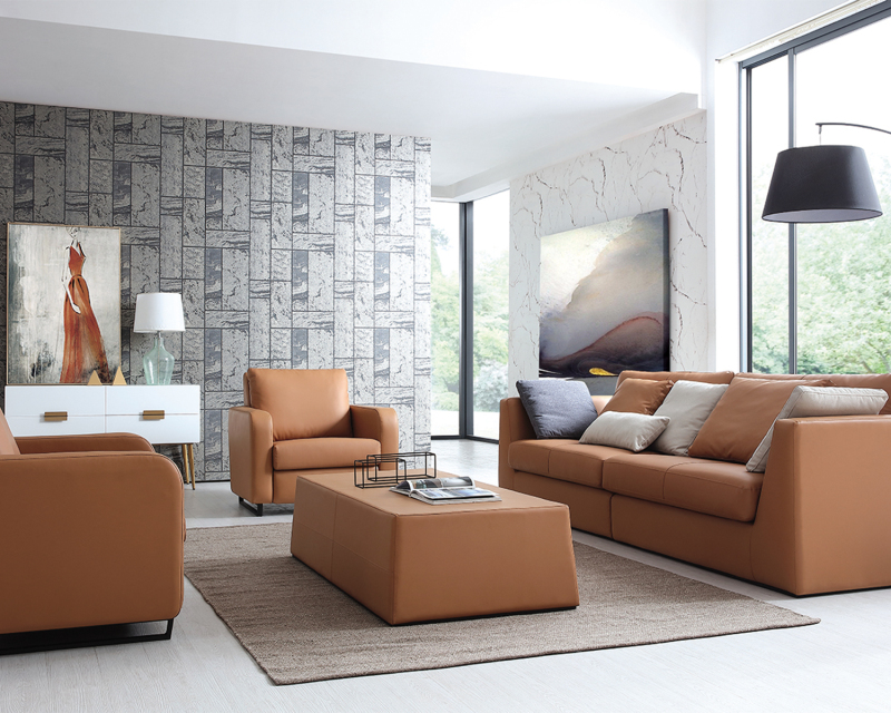أريكة جلدية حديثة مقطعية
