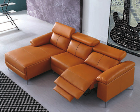 Moderner Chaiselongue aus Leder mit Metallbeinen