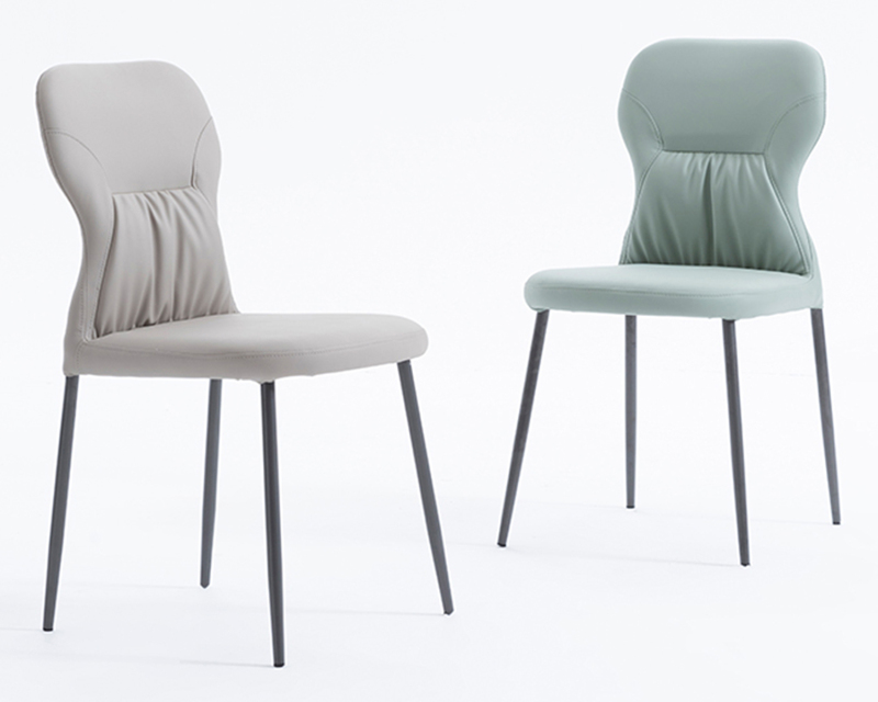 Artificial Leather Dining Chairs with Backrest Soft Cushion and Carbon Steel Legs