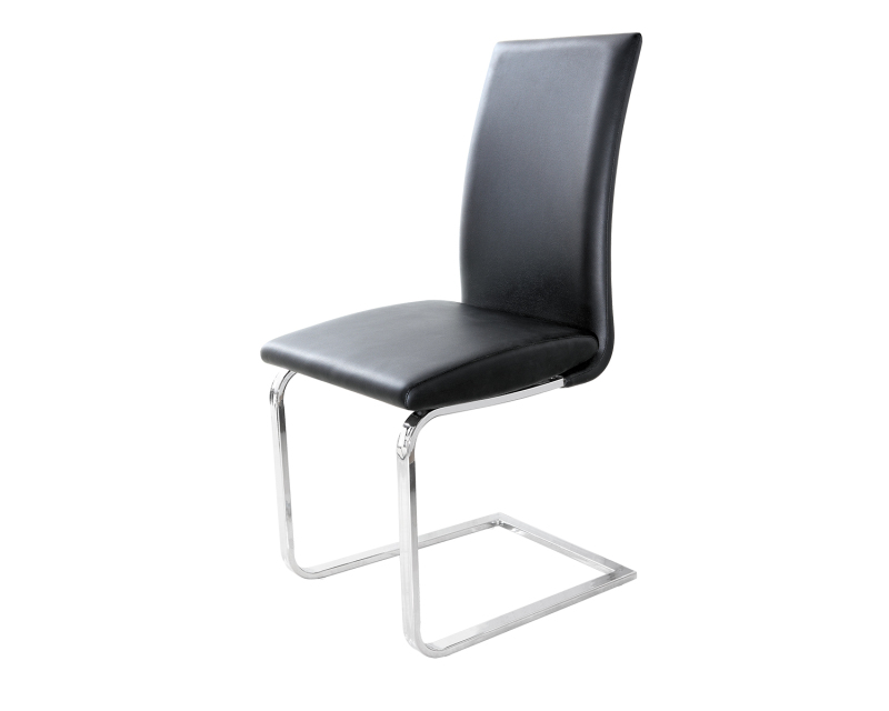 Curved Faux Leather Black Cantilever Dining Chair