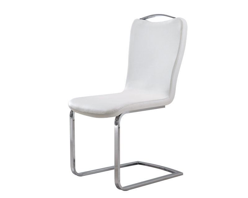 Classic style high back PU Leather padded chrome legs dining chairs