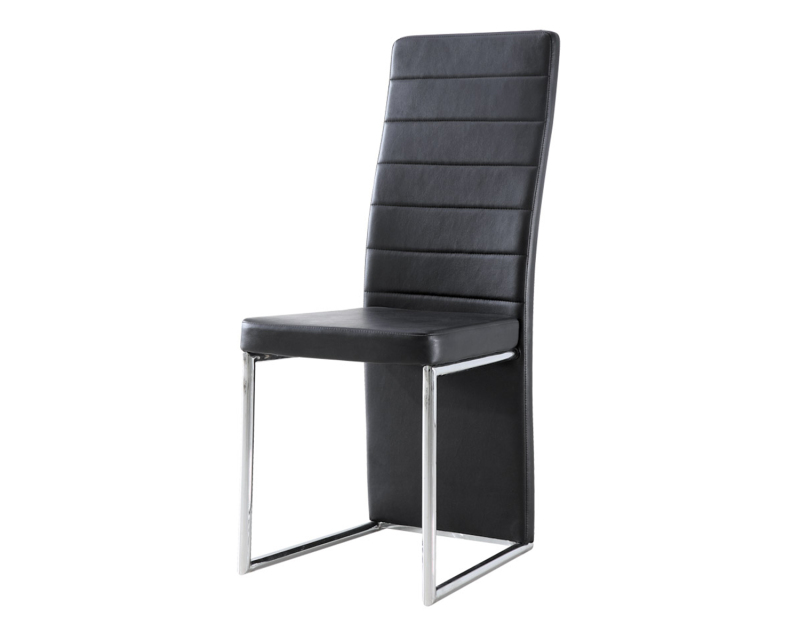 Silla de comedor negra de piel sintética