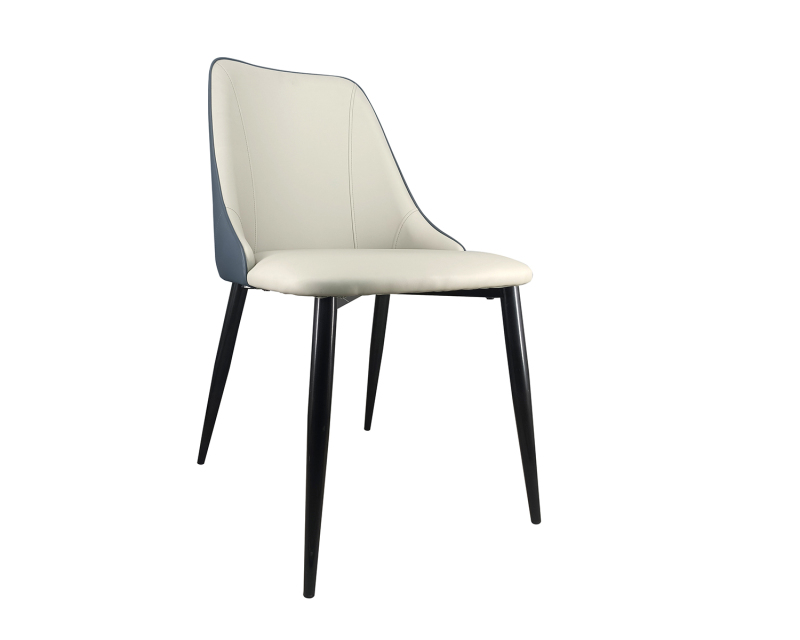 Sedia da pranzo in pelle con schienale ergonomico e gambe in metallo