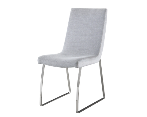 كرسي طعام قماش فضي رمادي