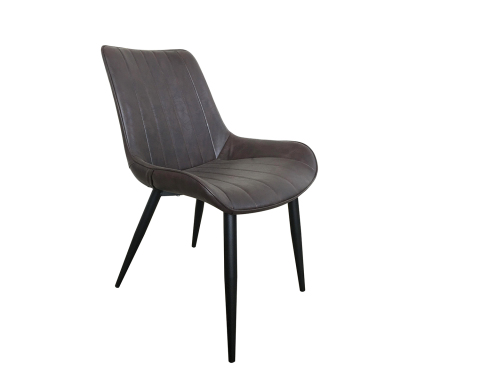 كراسي تناول الطعام بمسند الظهر من جلد البولي يوريثان على الطراز الشمالي بأرجل معدنية