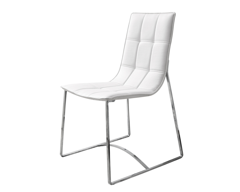 Sturdy, Minimalist & Elegant Modern White Leather Dining Chair