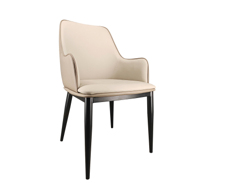 كرسي طعام مبطن من الجلد الصناعي مع مساند للذراعين