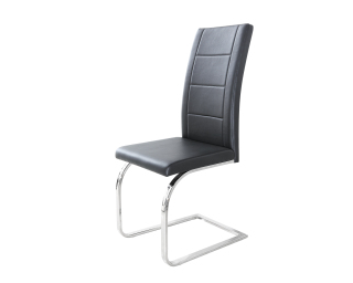 Moderne Freischwinger-Esszimmerstühle aus schwarzem Leder