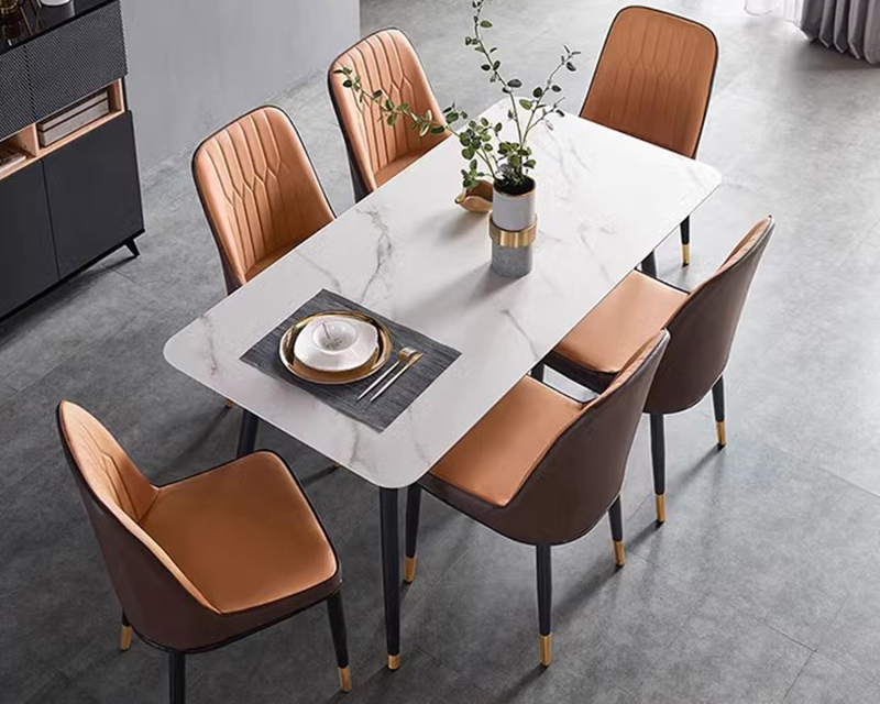 Mesa de jantar retangular simples moderna e luxuosa leve de laje de rocha