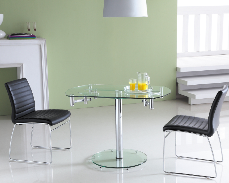 Modern Simple Casual Extendable Glass Round Table