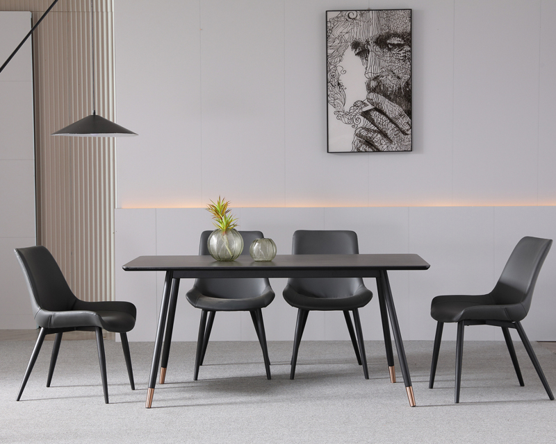 Tavolo da pranzo semplice rettangolare in lastra di roccia