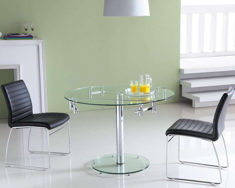 Modern Simple Casual Extendable Glass Round Table
