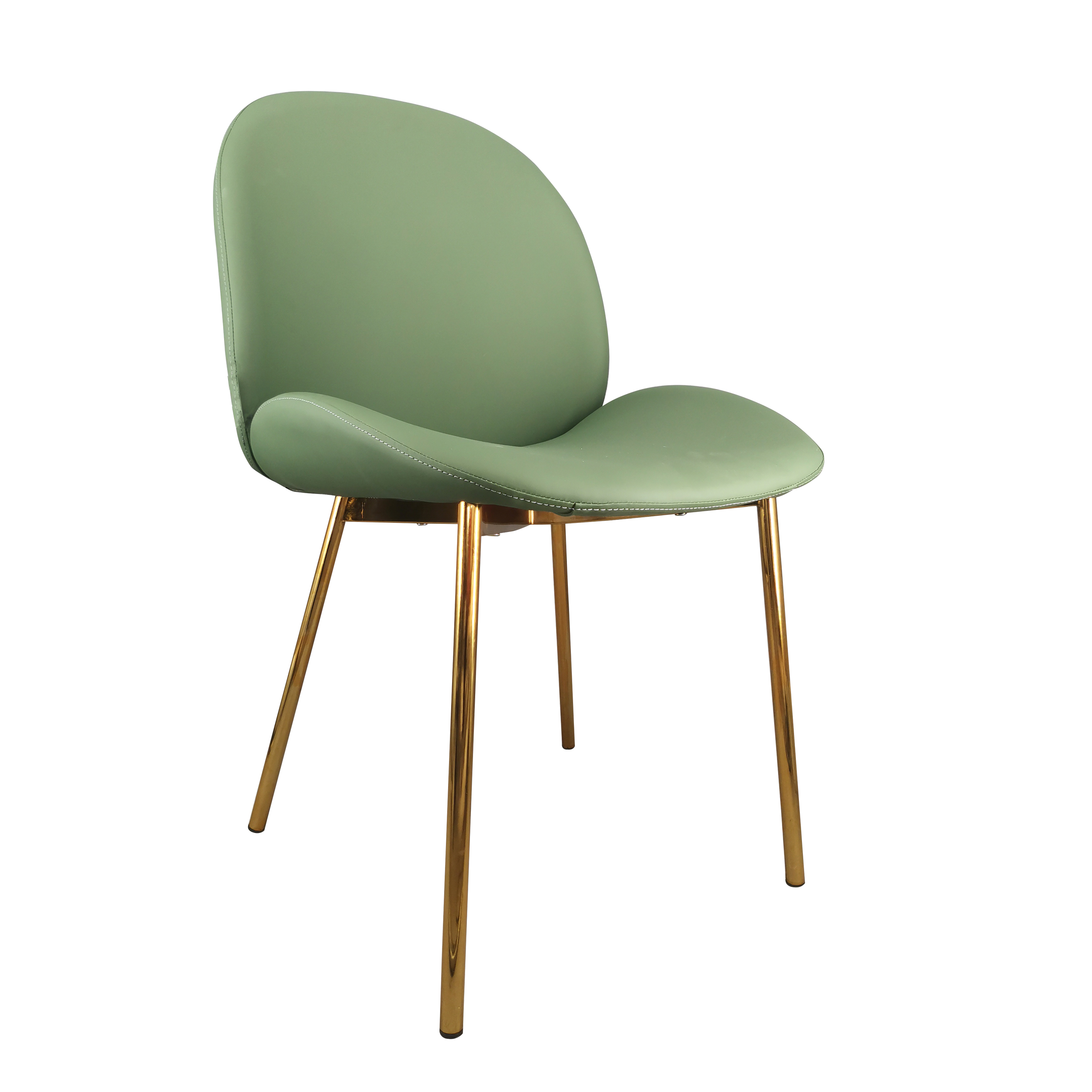 Green faux Leather Dining Chair With Metal Legs