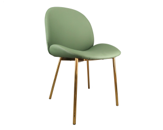 Green faux Leather Dining Chair With Metal Legs
