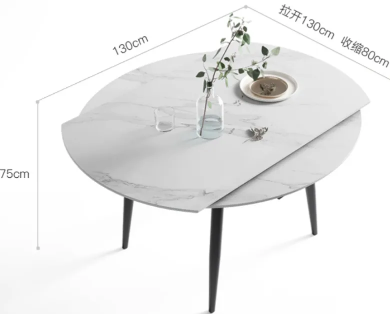 Minimalist Table with Metal Supports and Ceramic Board Tabletop Surface Dining Table