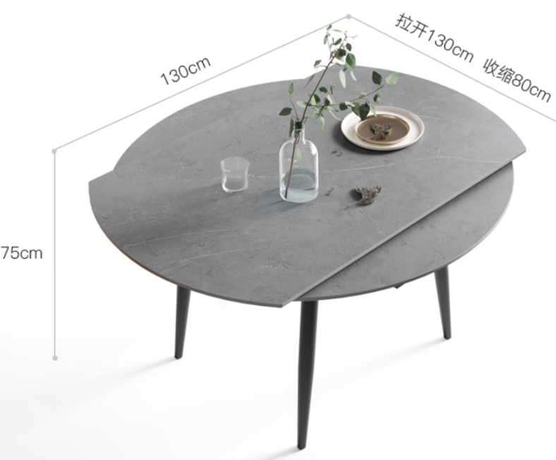 Table minimaliste avec supports en métal et plateau en céramique
