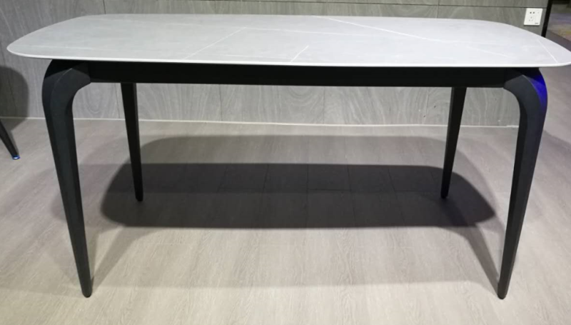 Sleek Modern Table with Metal Legs and High-Quality Rock Panel Dining Table