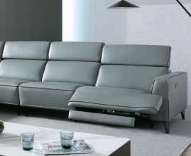 Canapé méridienne en cuir avec pieds en métal