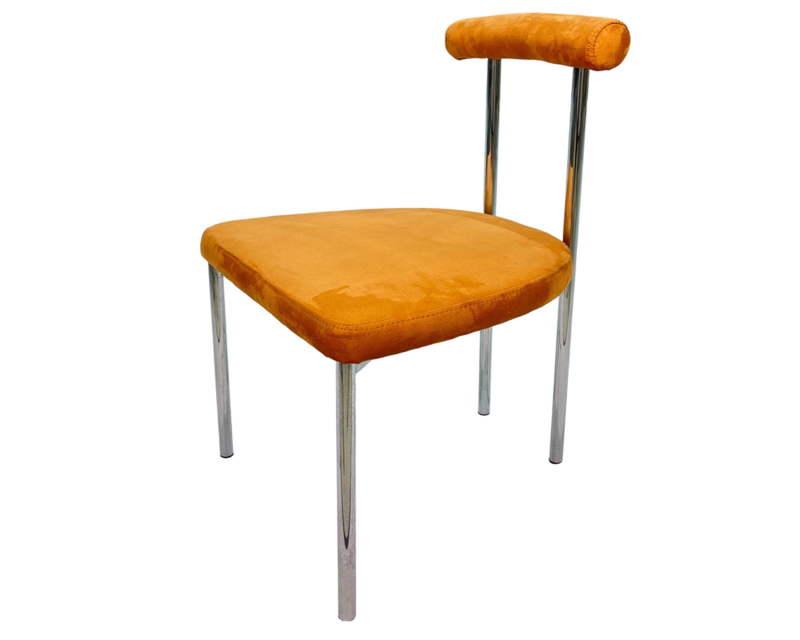 Chaise de salle à manger en tissu pelucheux plaqué argent – ​​Élégance et confort modernes