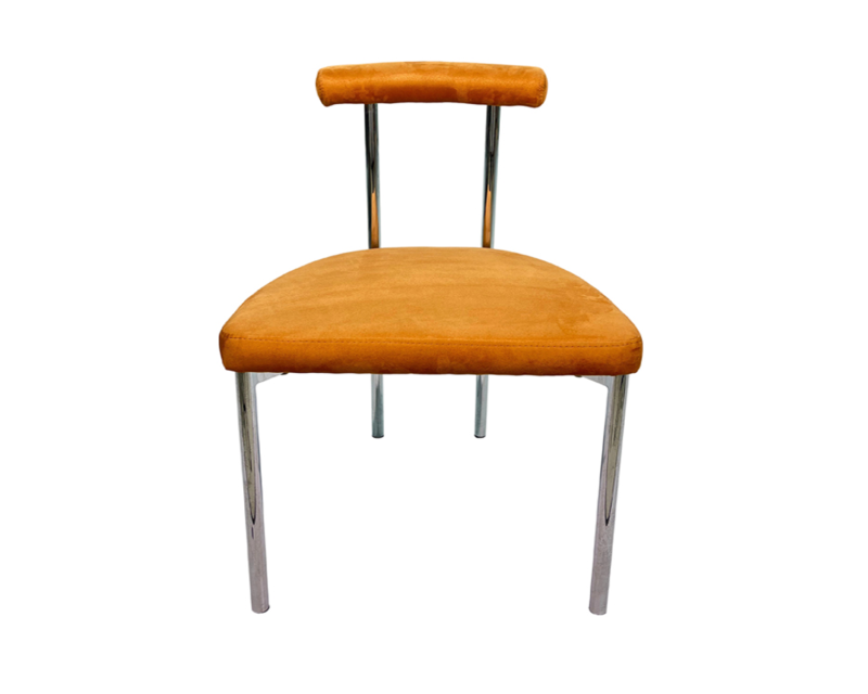 Chaise de salle à manger en tissu pelucheux plaqué argent – ​​Élégance et confort modernes