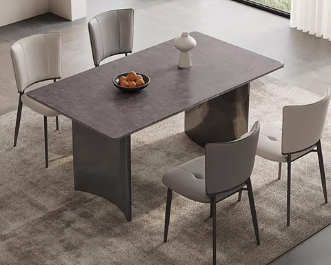 Table rectangulaire durable avec cadre en acier pour meubles de salle à manger