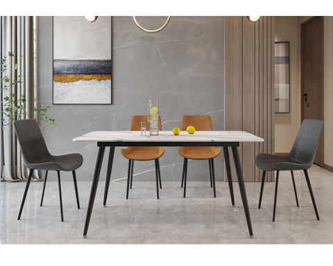 Black Light Luxury Rock Slab Simple Rectangular Modern Dining Table