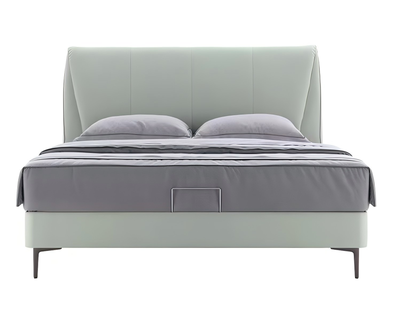 Lit Queen Size en cuir de luxe avec tête de lit et cadre de lit