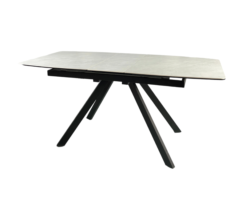Élégante et extensible : table à manger en pierre frittée avec cadre en métal pour un style de vie moderne
