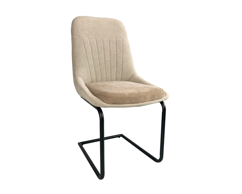 Modern Dining Room Furniture Fabric Upholstered Z-Shape Chairs with Metal Legs