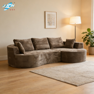 Manufacture L Shape Medium Back Leather Bed Sectional Fabric Living Room Sofa