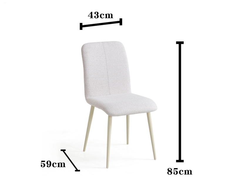 Chaise de salle à manger suspendue élégante avec pieds en fer peints en poudre noire