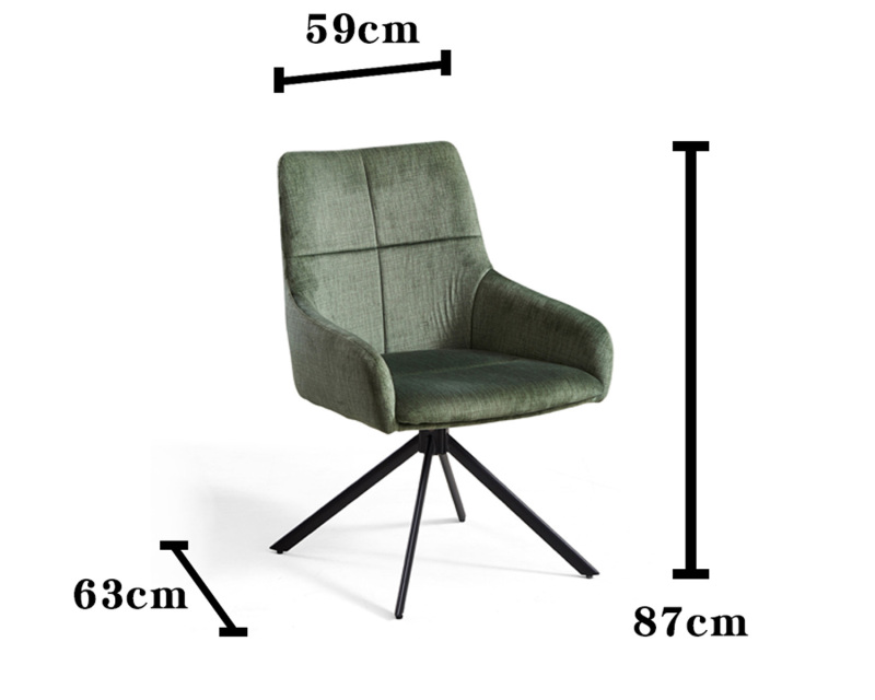 Home Furniture With Metal Legs Modern 360° Swivel Dining Chair with Armrest