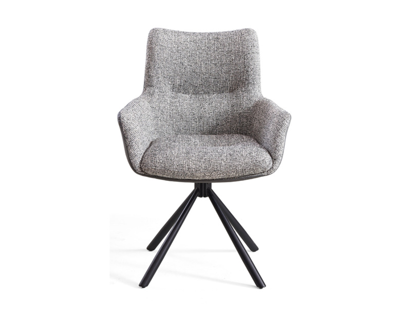 Chaise pivotante personnalisable avec pieds en fer et transfert de grain de bois