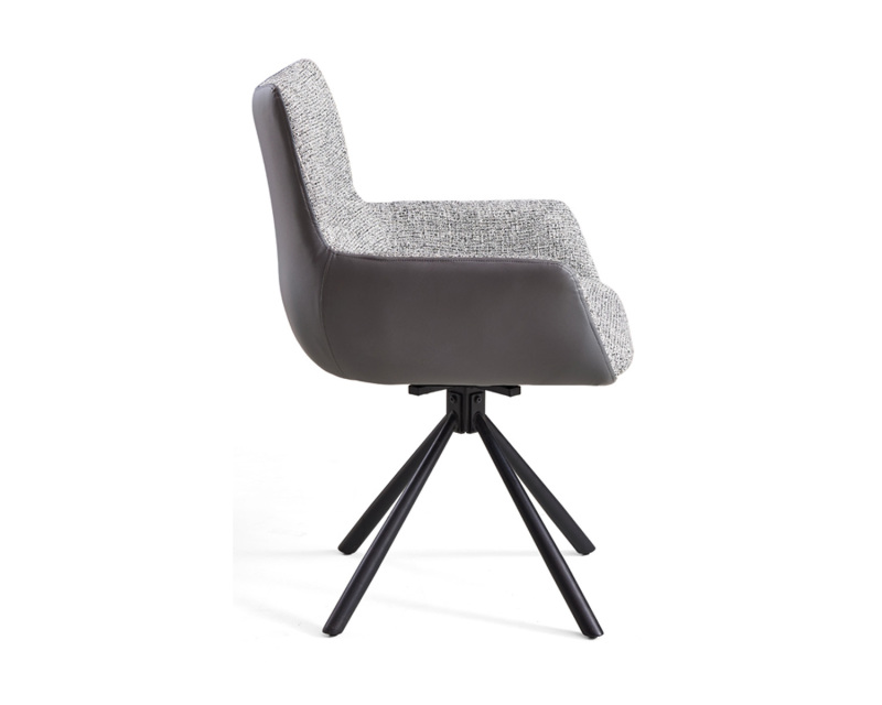 Chaise pivotante personnalisable avec pieds en fer et transfert de grain de bois